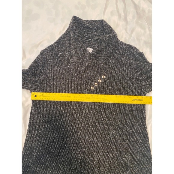 Southern Lady Charcoal Cowl Neck Knit Sweater Button Detail Cozy Top M - Picture 5 of 7